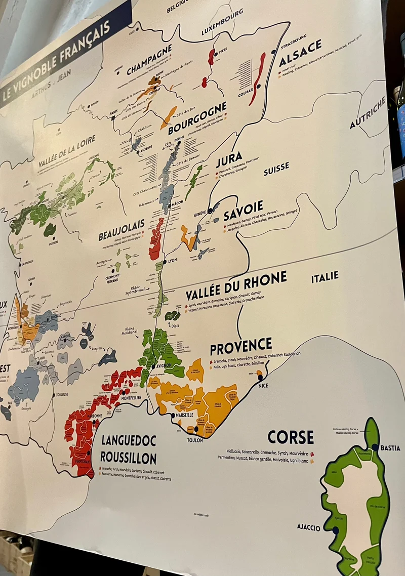 Carte du vignoble français - papier
