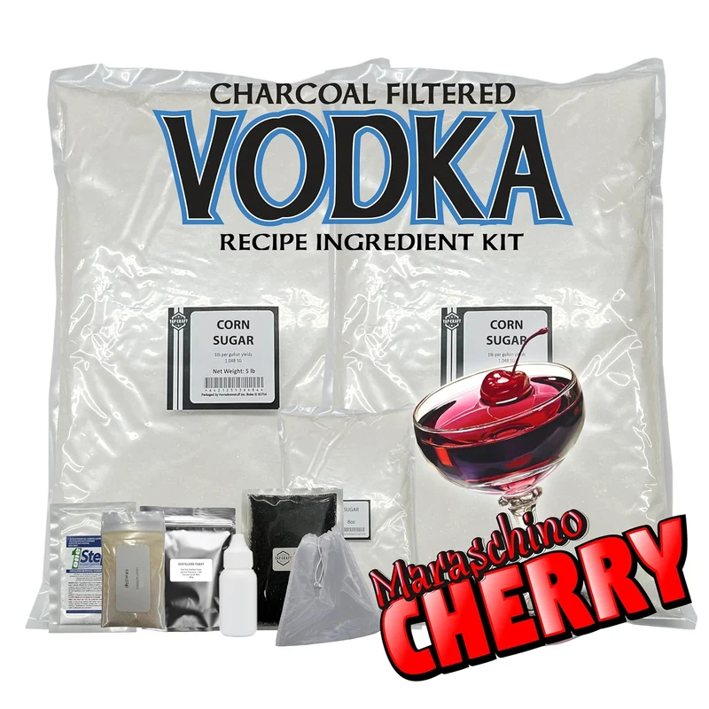 Maraschino Cherry Vodka Fermentation Recipe Mash Kit – DIY Flavored Vodka Kit - Carbon Filtering