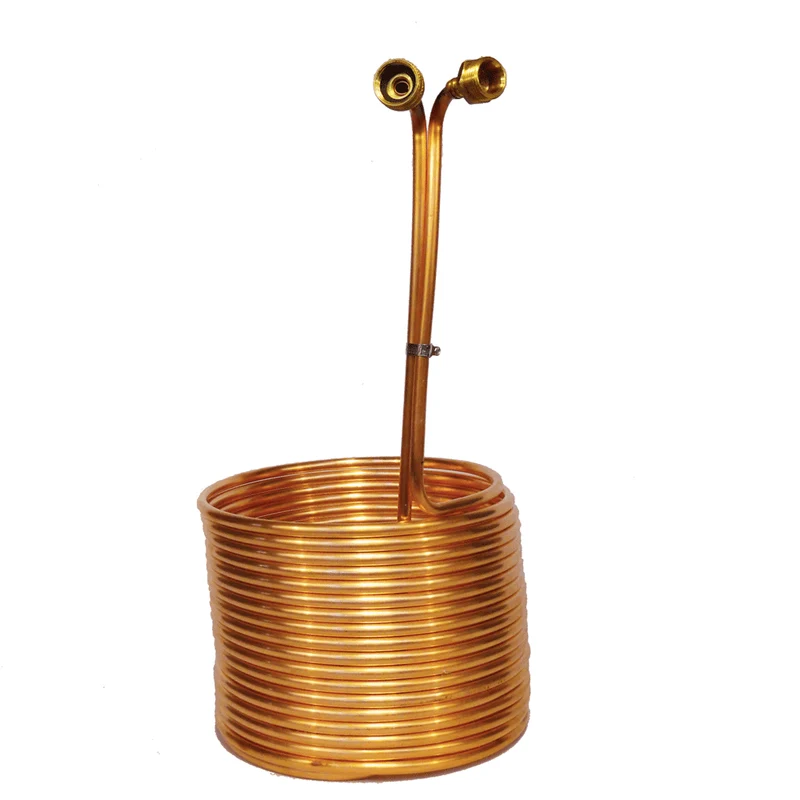 50' Copper Immersion Wort Chiller with Braised Garden Hose Fittings.