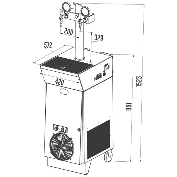 Dispensador de cerveza CWP 300 móvil de 2 grifos