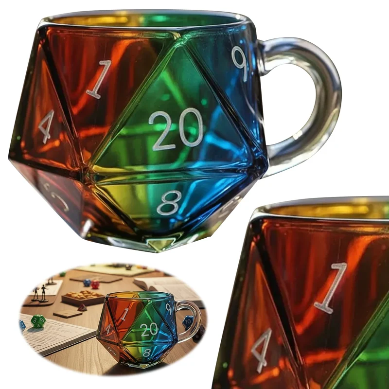 Tasse D20 en Verre Chromatique