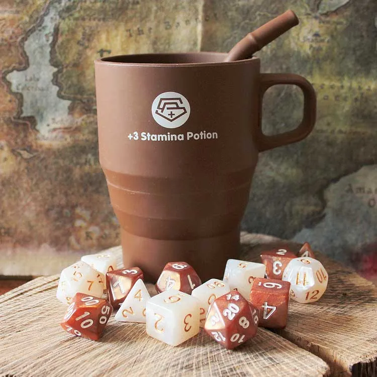 Tasse à café de JDR + 2 Set de dés "Café & Sucre"