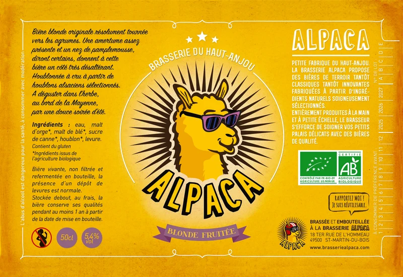 Bière blonde fruitée Bouteille 50cL