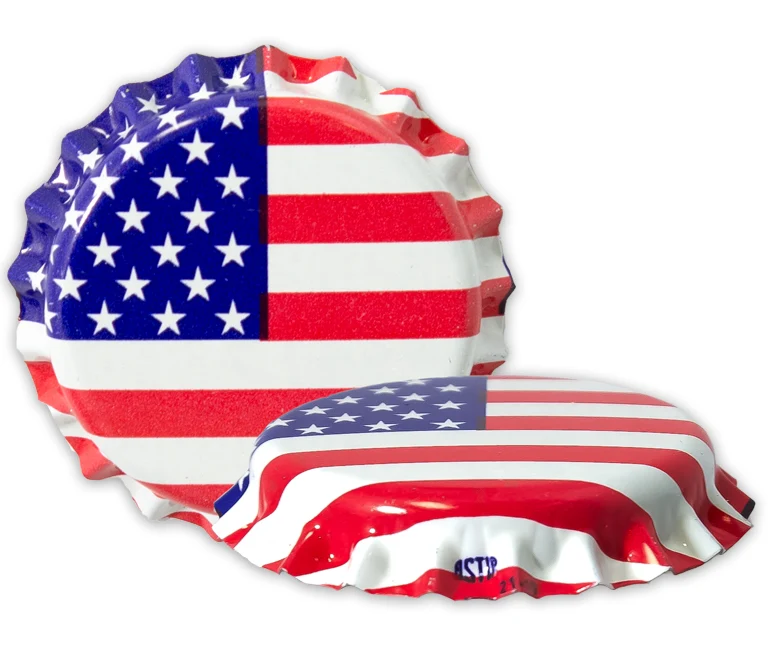 AMERICAN FLAG CROWN CAPS (144)