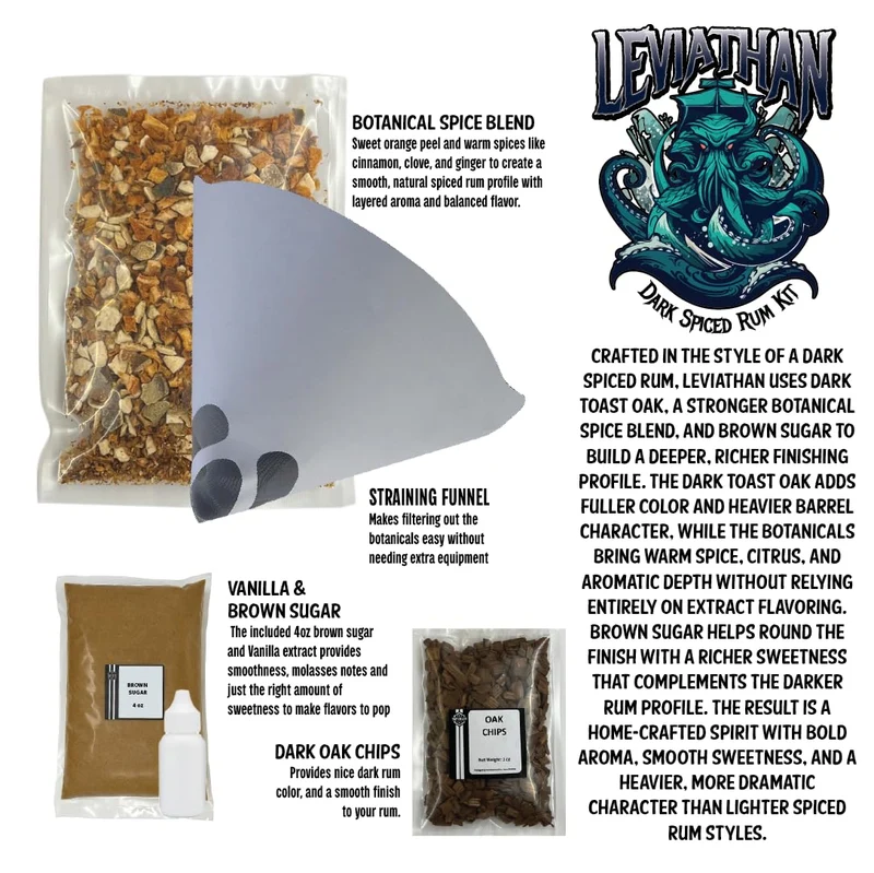 LEVIATHAN Dark Spiced Rum Recipe Kit, 5 Gallon