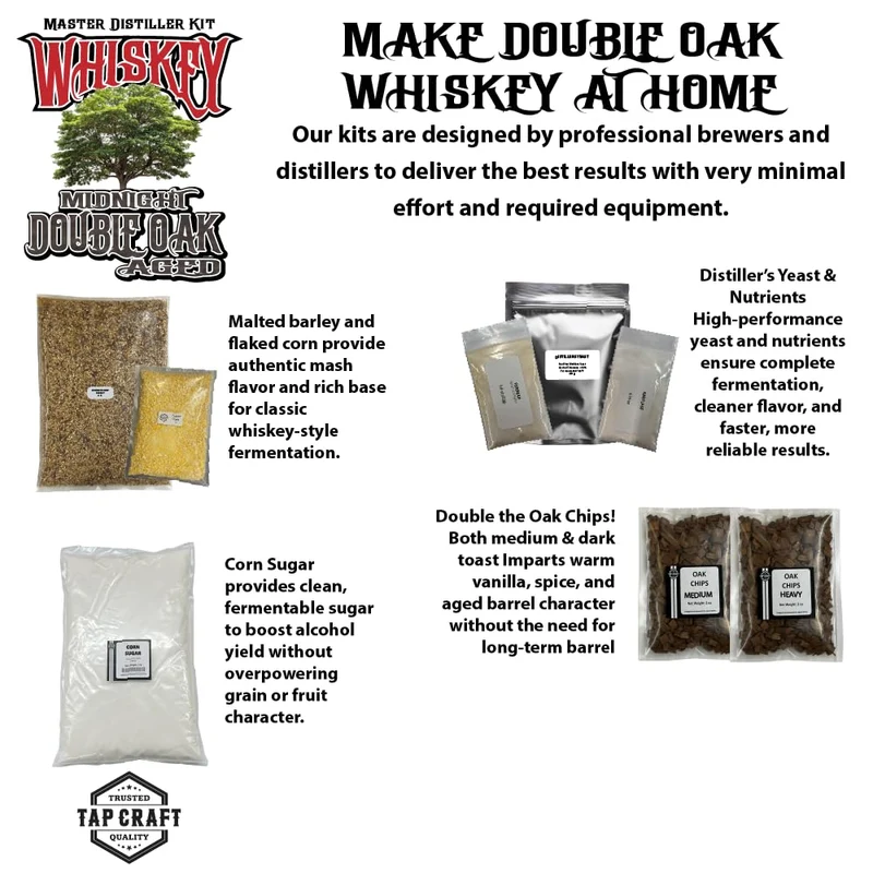 Master Distillers Whiskey Recipe Mash Kit Midnight Double Oak Aged