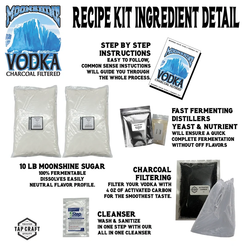 Vodka Recipe Mash Kit – DIY Flavored Vodka Kit - Carbon Filtering