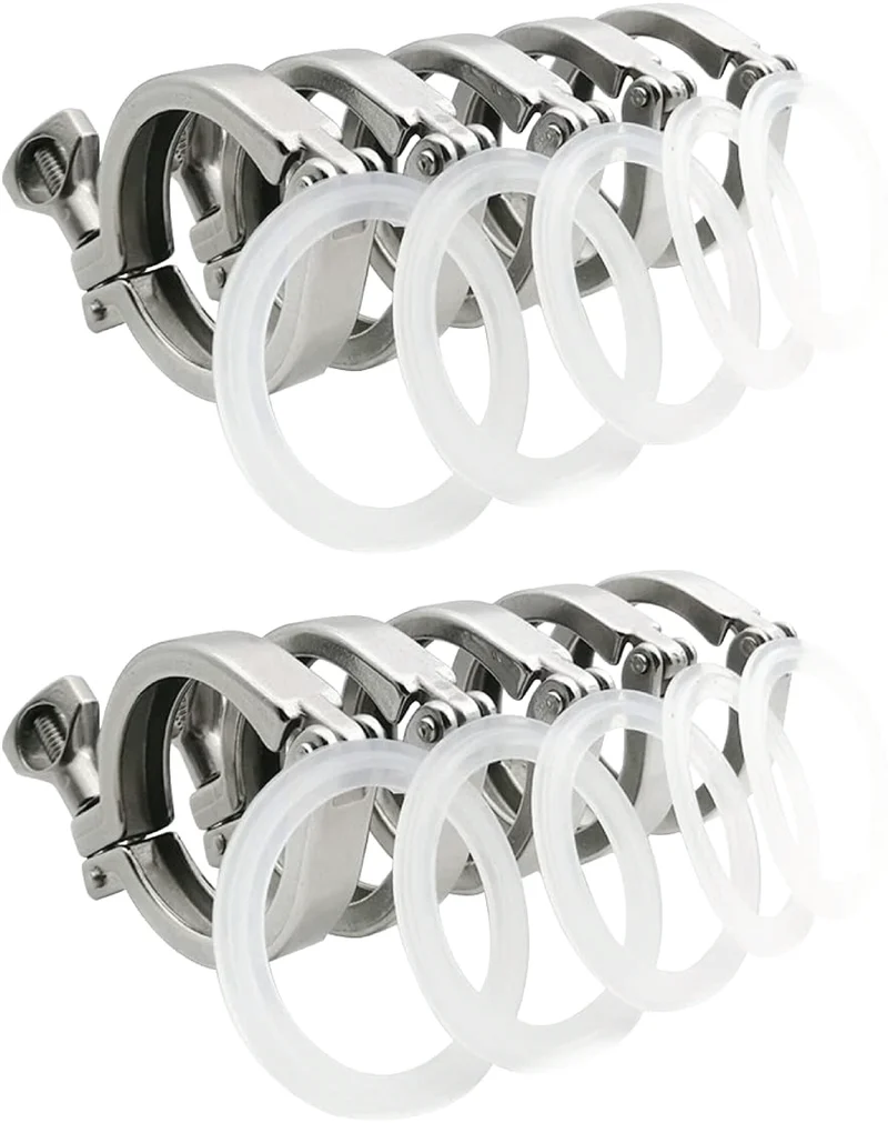 1.5" Sanitary Tri Clamp with Gasket - 10 Pack
