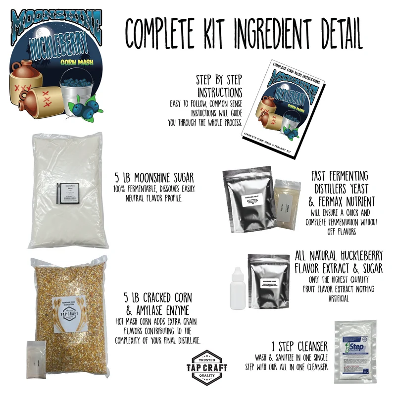 Complete Huckleberry Moonshine Mash Recipe Kit