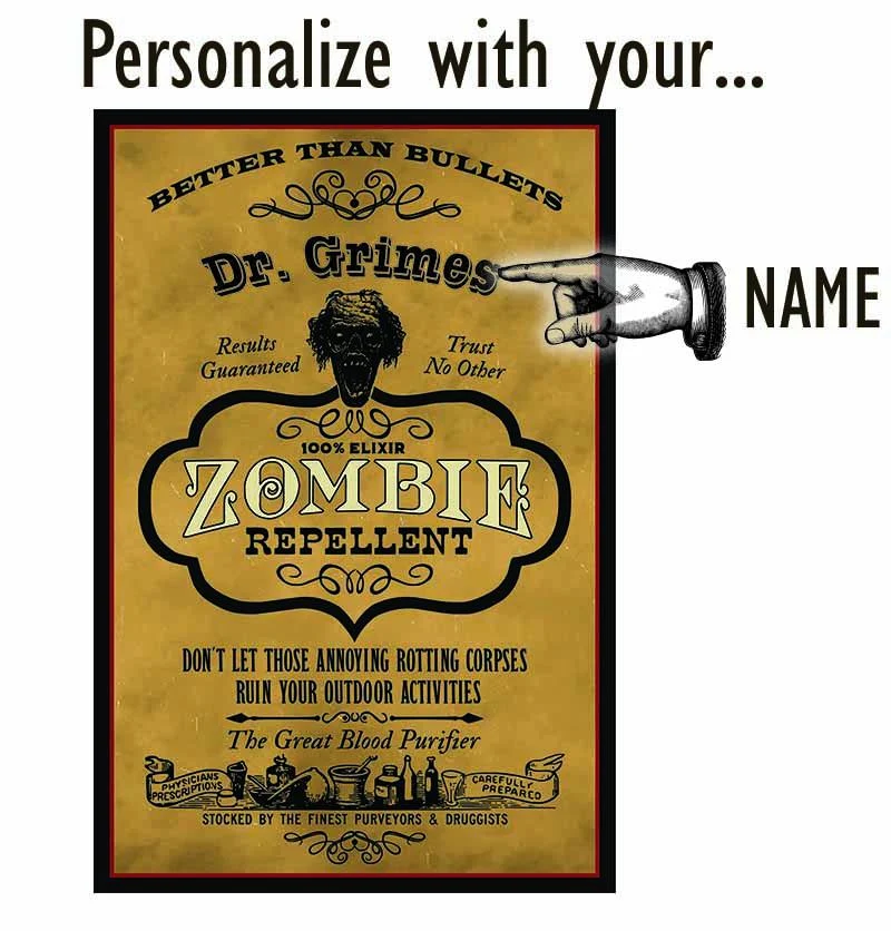 Zombie Repellant Wood Sign - Personalized
