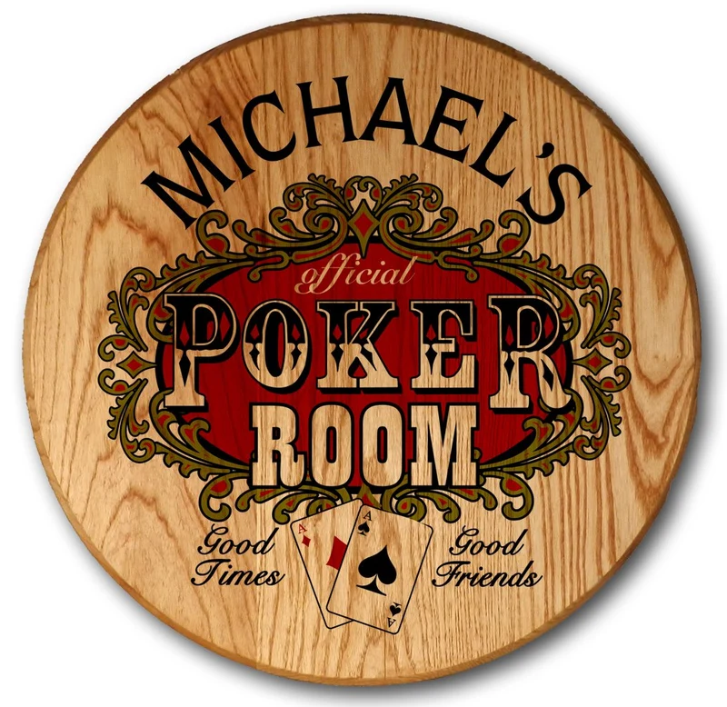 Poker Room Barrel Head Sign - Personalized