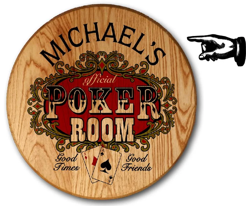 Poker Room Barrel Head Sign - Personalized