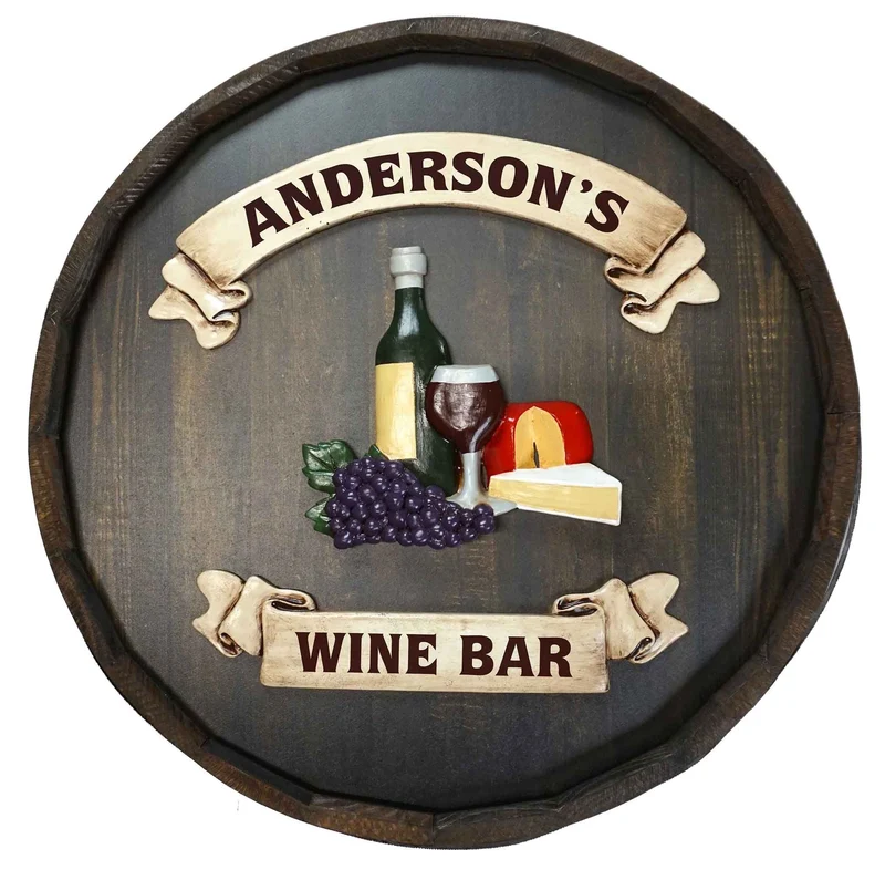 Wine and Cheese Quarter Barrel Sign - Personalized