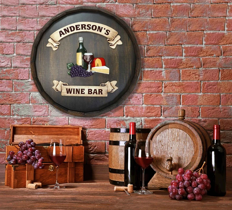 Wine and Cheese Quarter Barrel Sign - Personalized