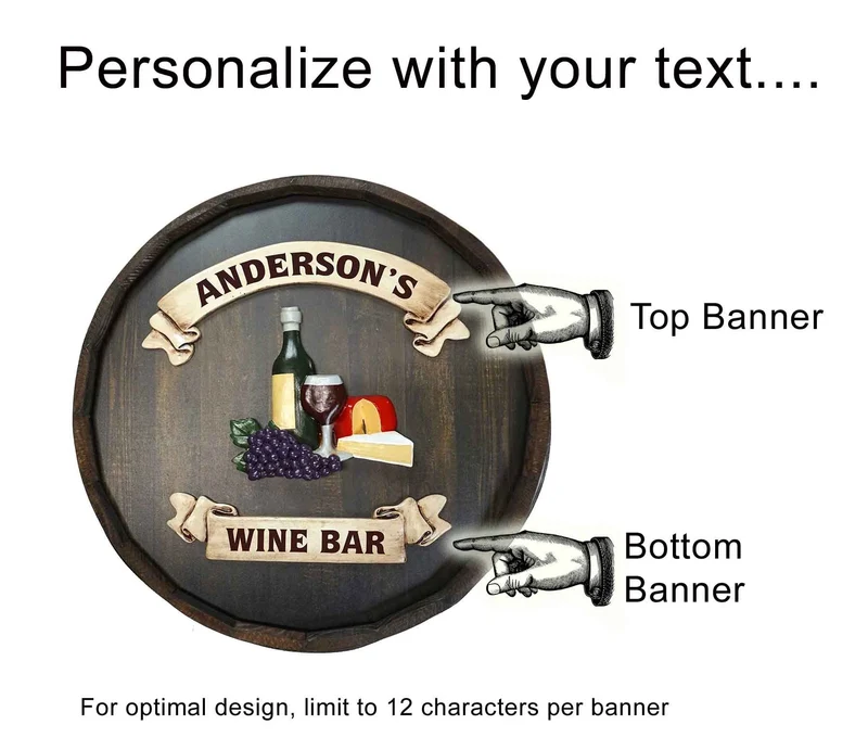 Wine and Cheese Quarter Barrel Sign - Personalized