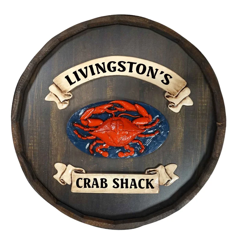 Crab Quarter Barrel Sign - Personalized
