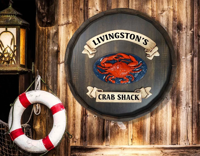 Crab Quarter Barrel Sign - Personalized