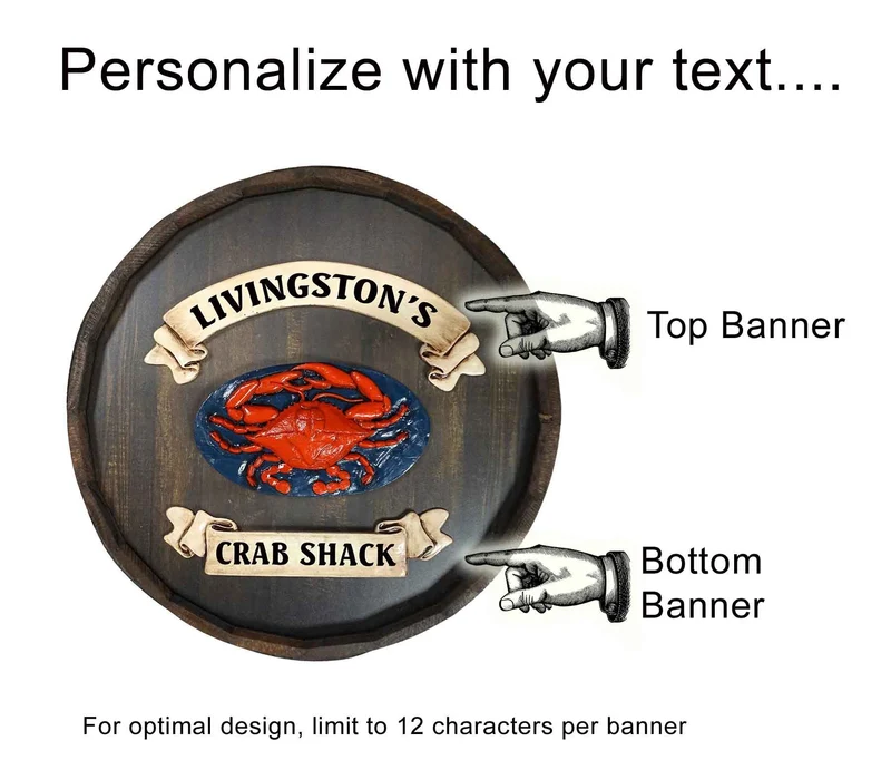 Crab Quarter Barrel Sign - Personalized