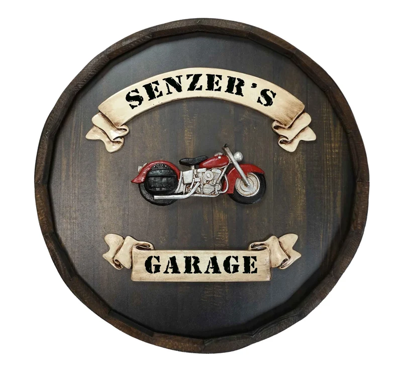 Motorcycle Quarter Barrel Sign - Personalized