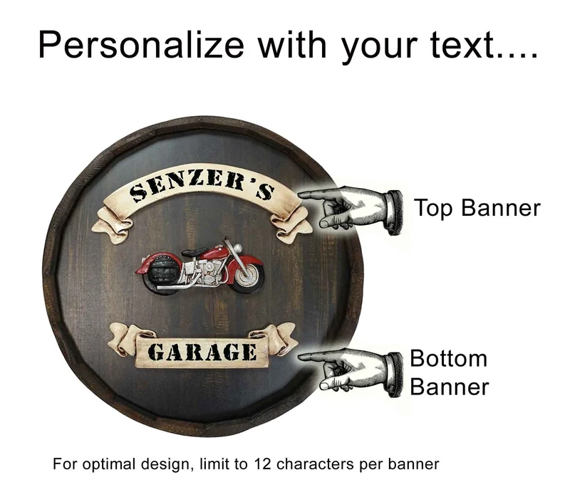 Motorcycle Quarter Barrel Sign - Personalized