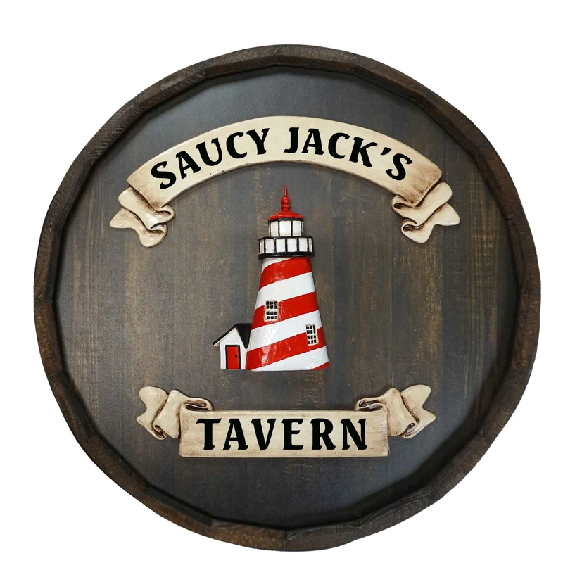 Lighthouse Quarter Barrel Sign - Personalized