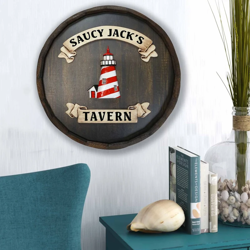 Lighthouse Quarter Barrel Sign - Personalized