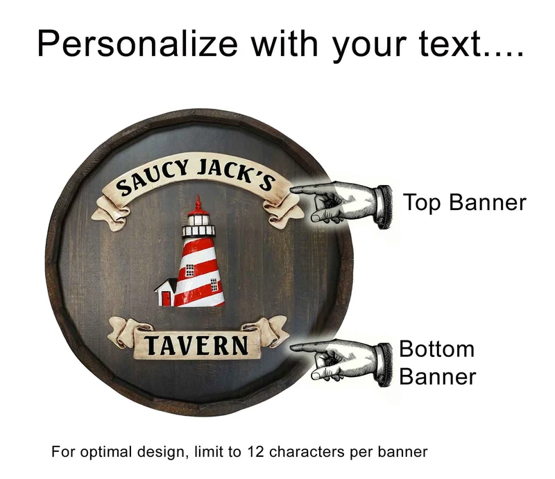 Lighthouse Quarter Barrel Sign - Personalized