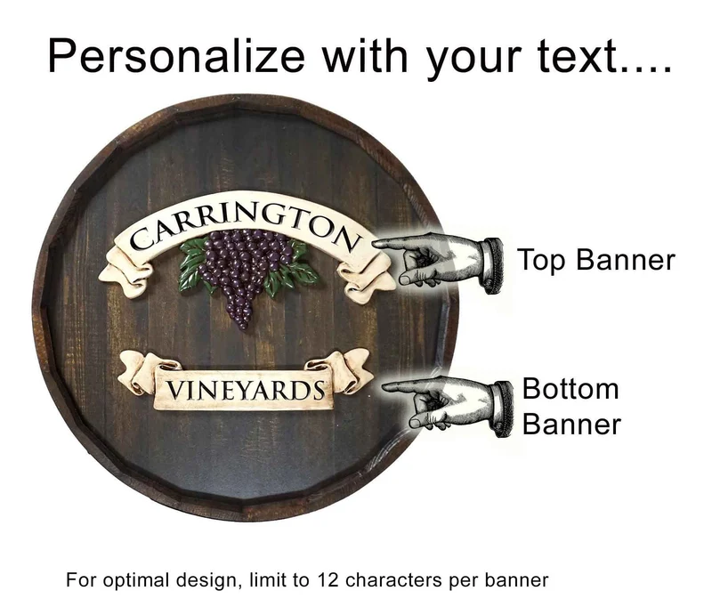 Grapes Quarter Barrel Sign - Personalized
