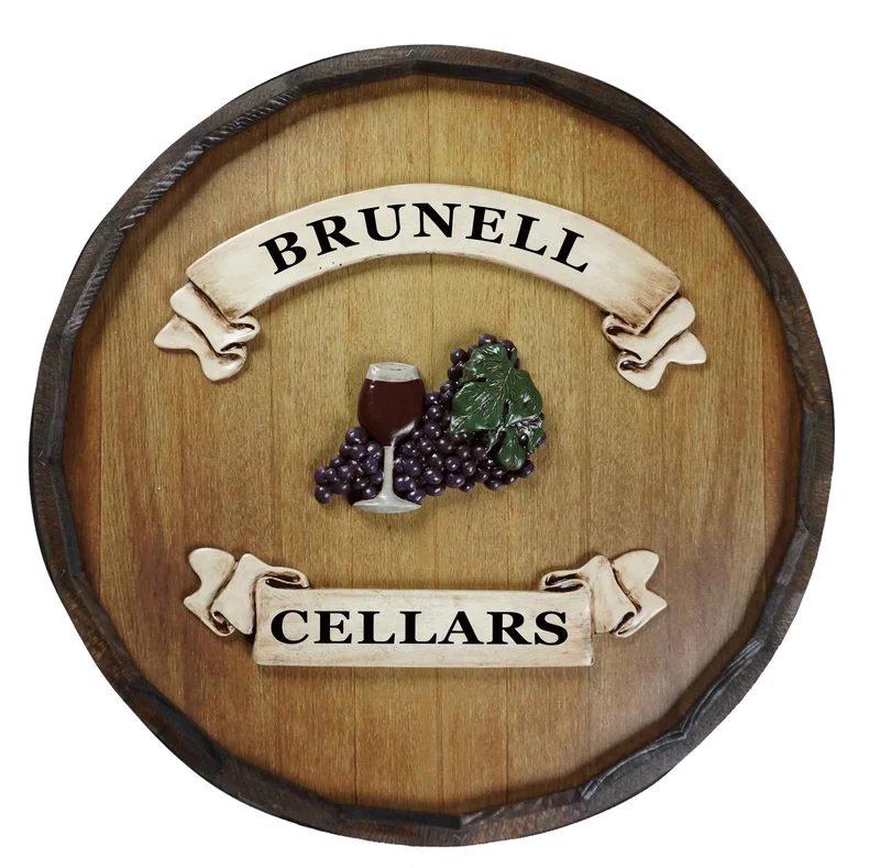 Wine Glass Quarter Barrel Sign - Personalized