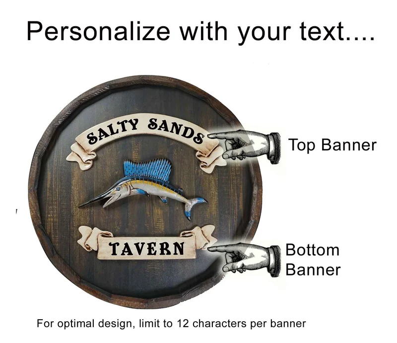 Swordfish Quarter Barrel Sign - Personalized