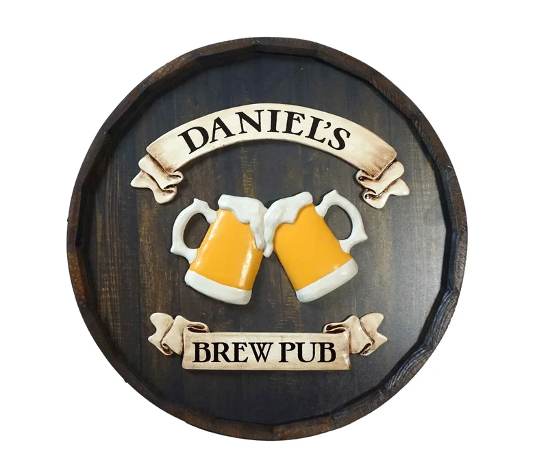 Beer Mugs Quarter Barrel Sign - Personalized