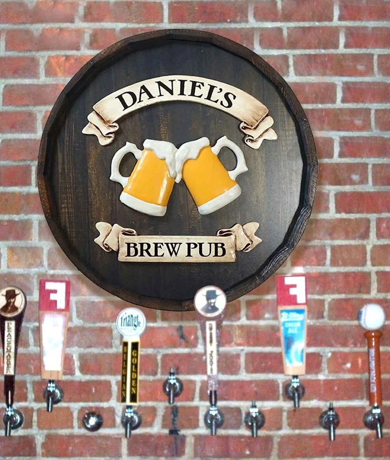 Beer Mugs Quarter Barrel Sign - Personalized