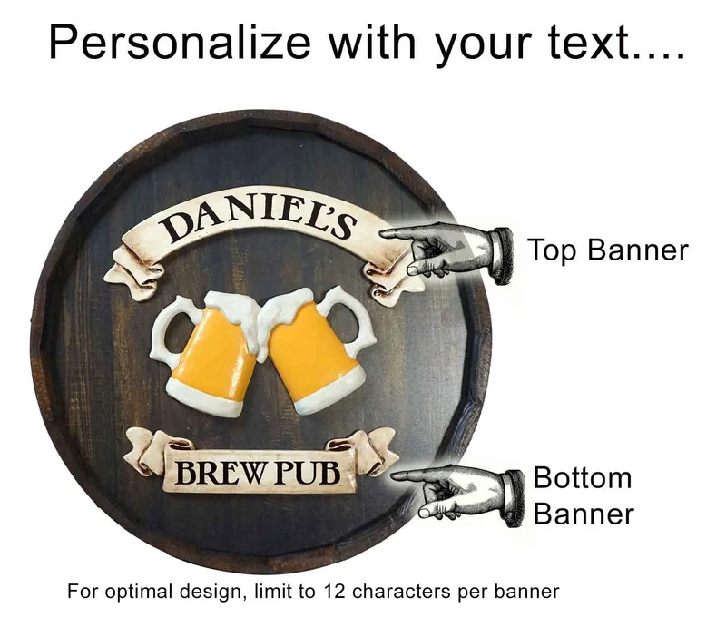 Beer Mugs Quarter Barrel Sign - Personalized