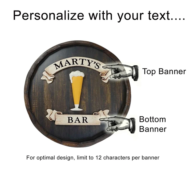 Beer Glass Quarter Barrel Sign - Personalized