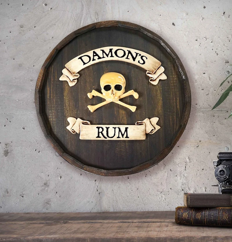 Skull Quarter Barrel Sign - Personalized