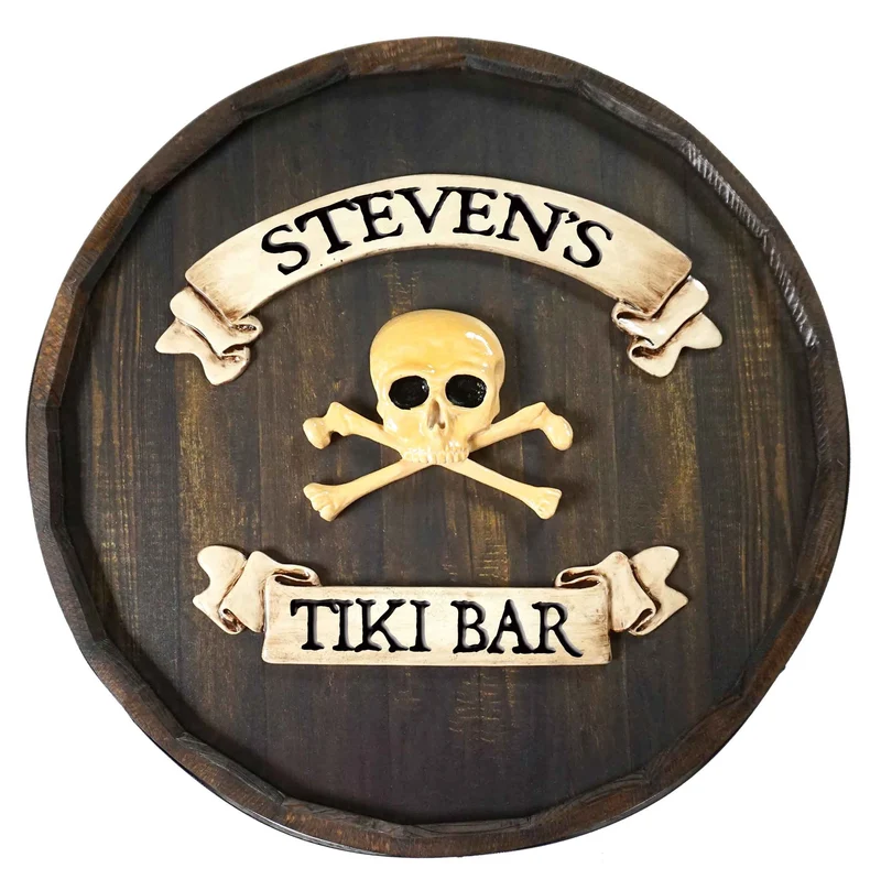 Skull Quarter Barrel Sign - Personalized
