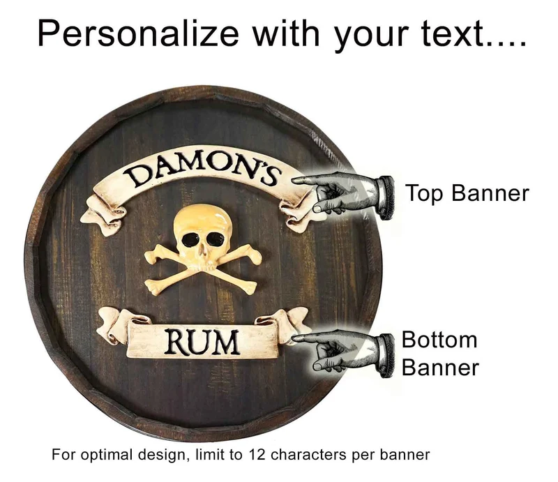 Skull Quarter Barrel Sign - Personalized