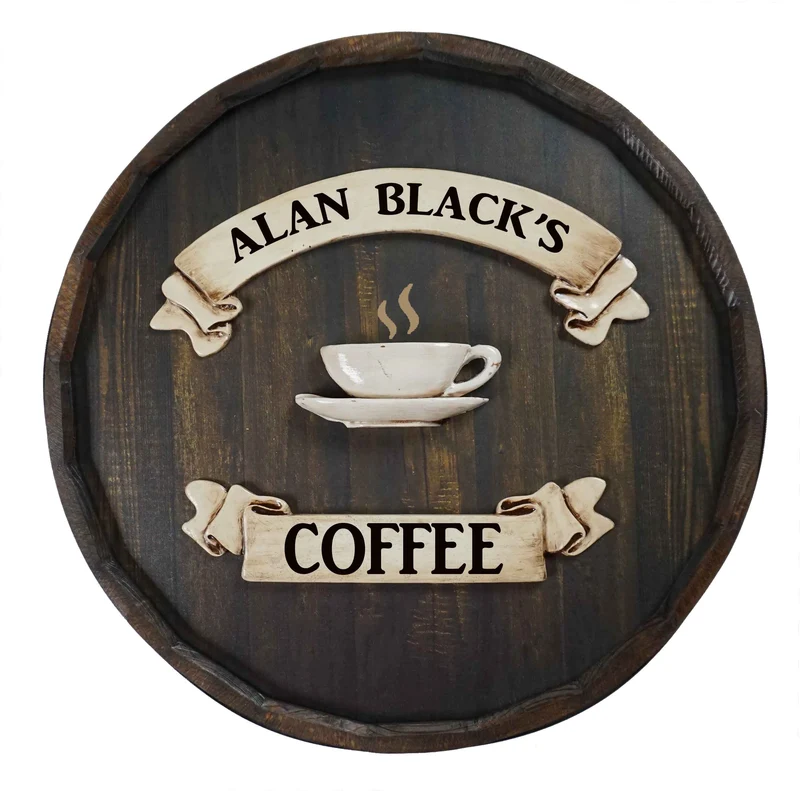 Coffee Cup Quarter Barrel Sign - Personalized