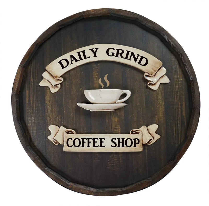 Coffee Cup Quarter Barrel Sign - Personalized