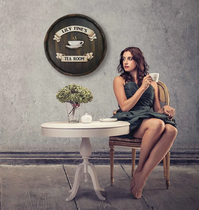 Coffee Cup Quarter Barrel Sign - Personalized