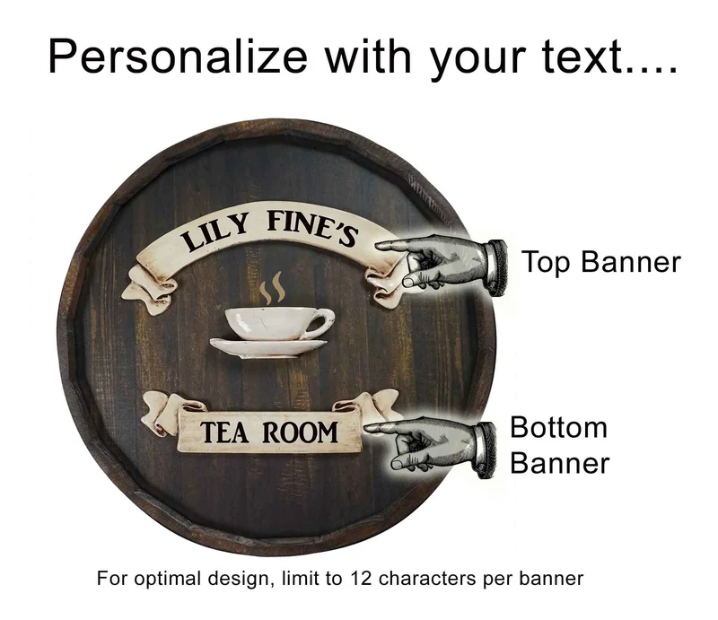 Coffee Cup Quarter Barrel Sign - Personalized