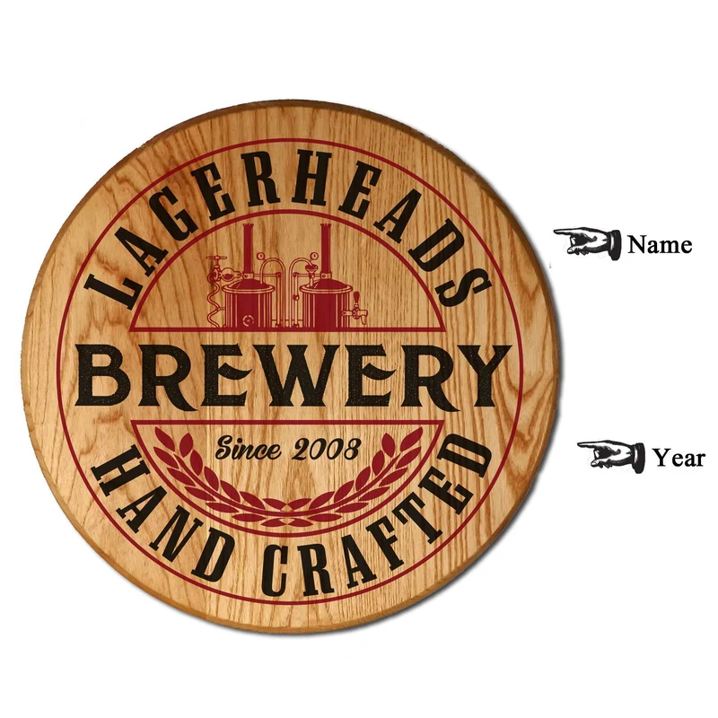 Brewery Barrel Head Sign - Personalized