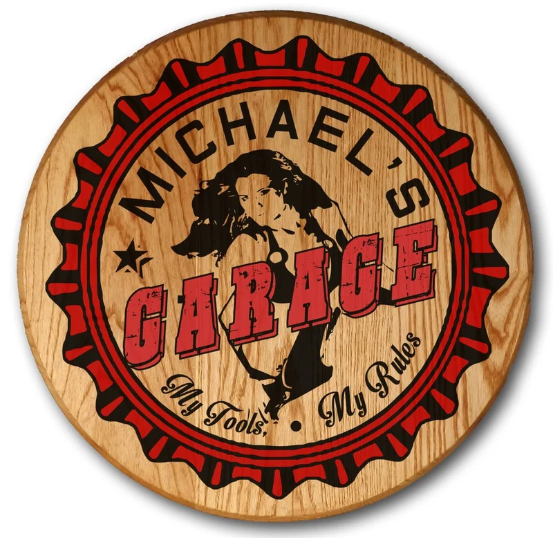 Garage Girl Room Barrel Head Sign - Personalized