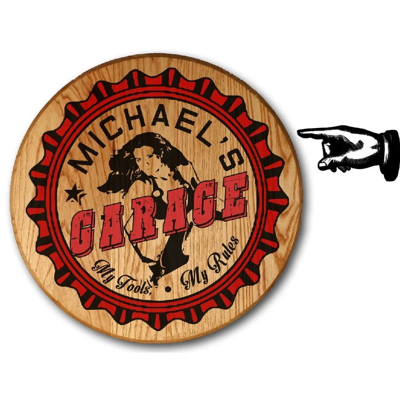 Garage Girl Room Barrel Head Sign - Personalized