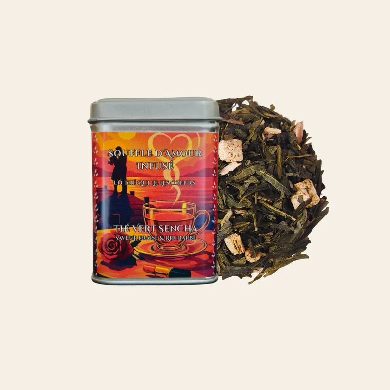 Thé Vert Fraise Rhubarbe en Vrac - Souffle d'Amour Infusé