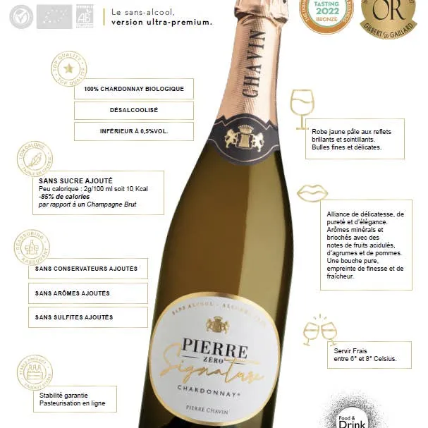 Effervescent blanc Pierre Zéro Signature 0,5% sans alcool