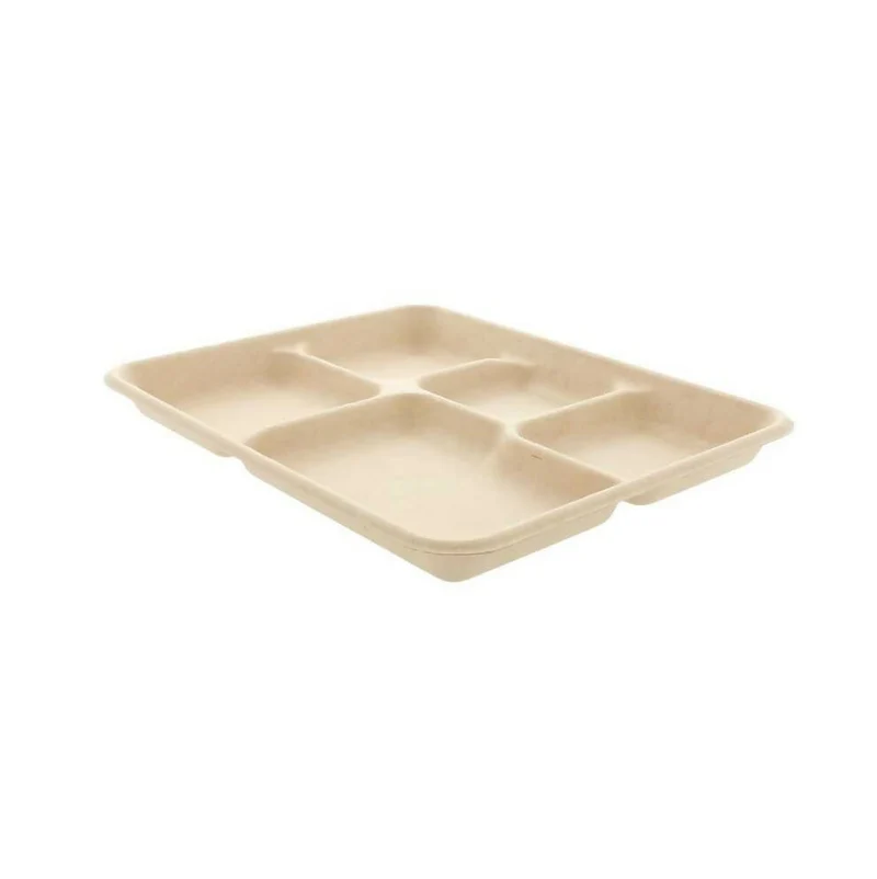 Plateau repas 5 compartiments fibre végétale (500 UNITES)