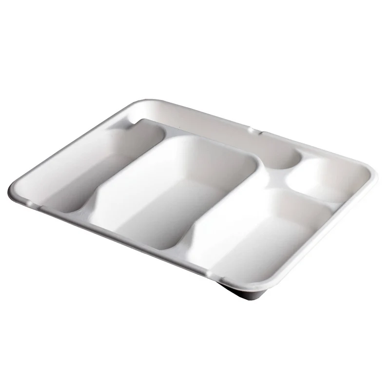 PLATEAU REPAS EN FIBRE 5 COMPARTIMENTS (200 UNITÉS)