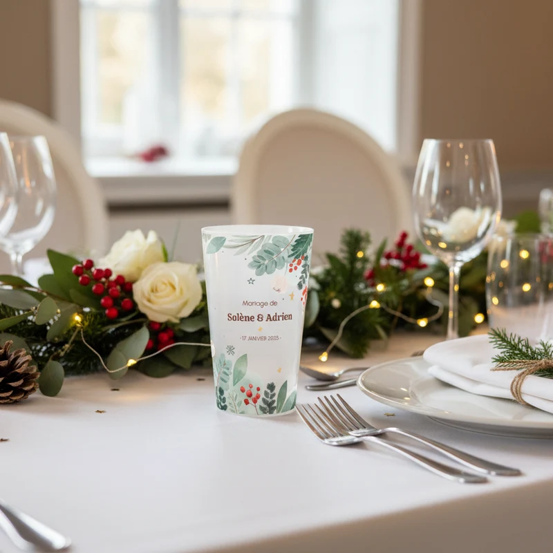 Gobelet personnalisé Mariage Rouge & Vert