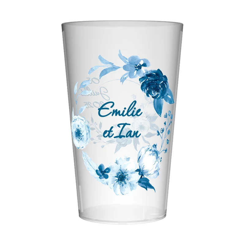 Gobelet personnalisé Mariage Fleur Bleue